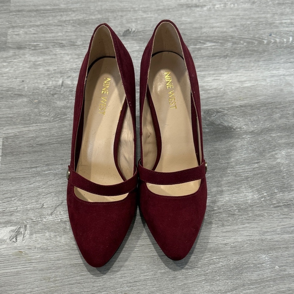 Nine West Dark Red Suede Heels